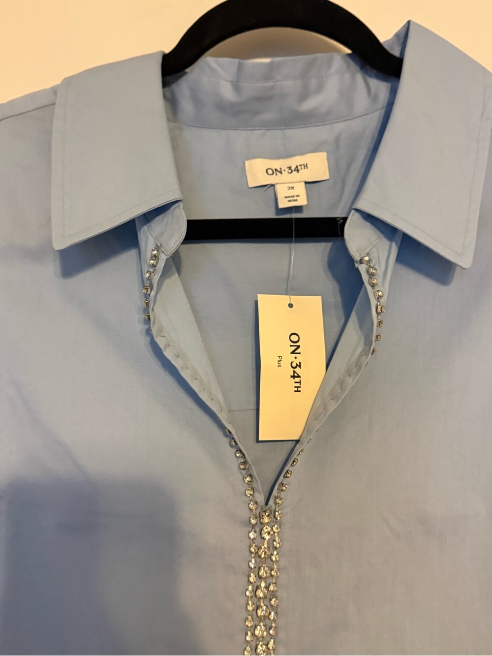 NWT On 34th Trendy Plus Size Solid Embellished Popover Top, Macy's Exclusive 2X - Picture 6 of 11
